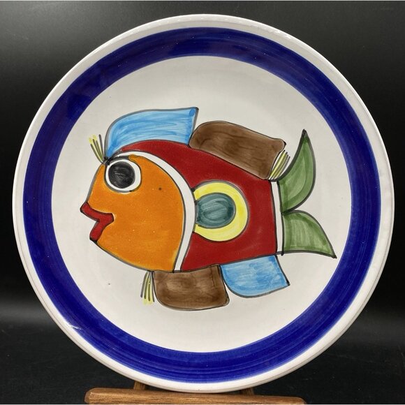 Nino Parrucca Italian Pottery Fish 10” Plate Ceramics Fish Vintage - Picture 2 of 6
